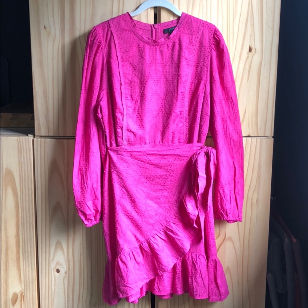 J.Crew hot pink embroidered dress.